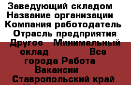 Заведующий складом › Название организации ­ Компания-работодатель › Отрасль предприятия ­ Другое › Минимальный оклад ­ 15 000 - Все города Работа » Вакансии   . Ставропольский край,Невинномысск г.